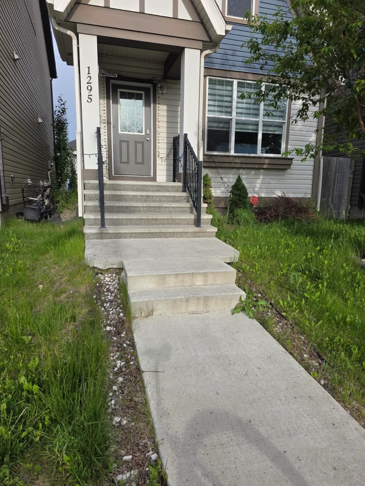 Front entry, steps, and walkway on an Edmonton property